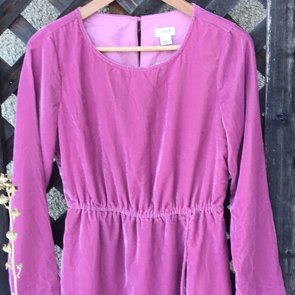 J. Crew beautiful NWT velvet dress round neck, wrap bottom, lined, purple/pink - Picture 3 of 16